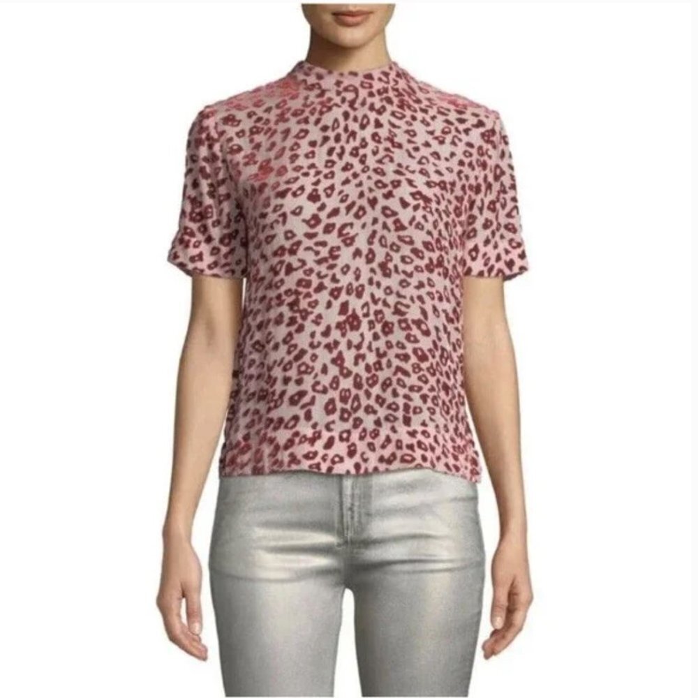 NWT rag & bone GIA Blouse Top T Shirt Womens XS Pink Mauve Short Sleeve Velvet